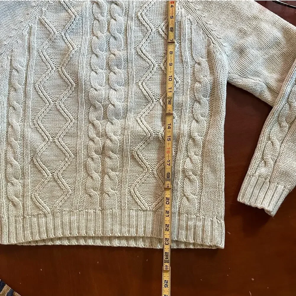 Vtg Madison Cable Stitch Fishermans Sweater Cream Acrylic Stockholm Style Chunky
